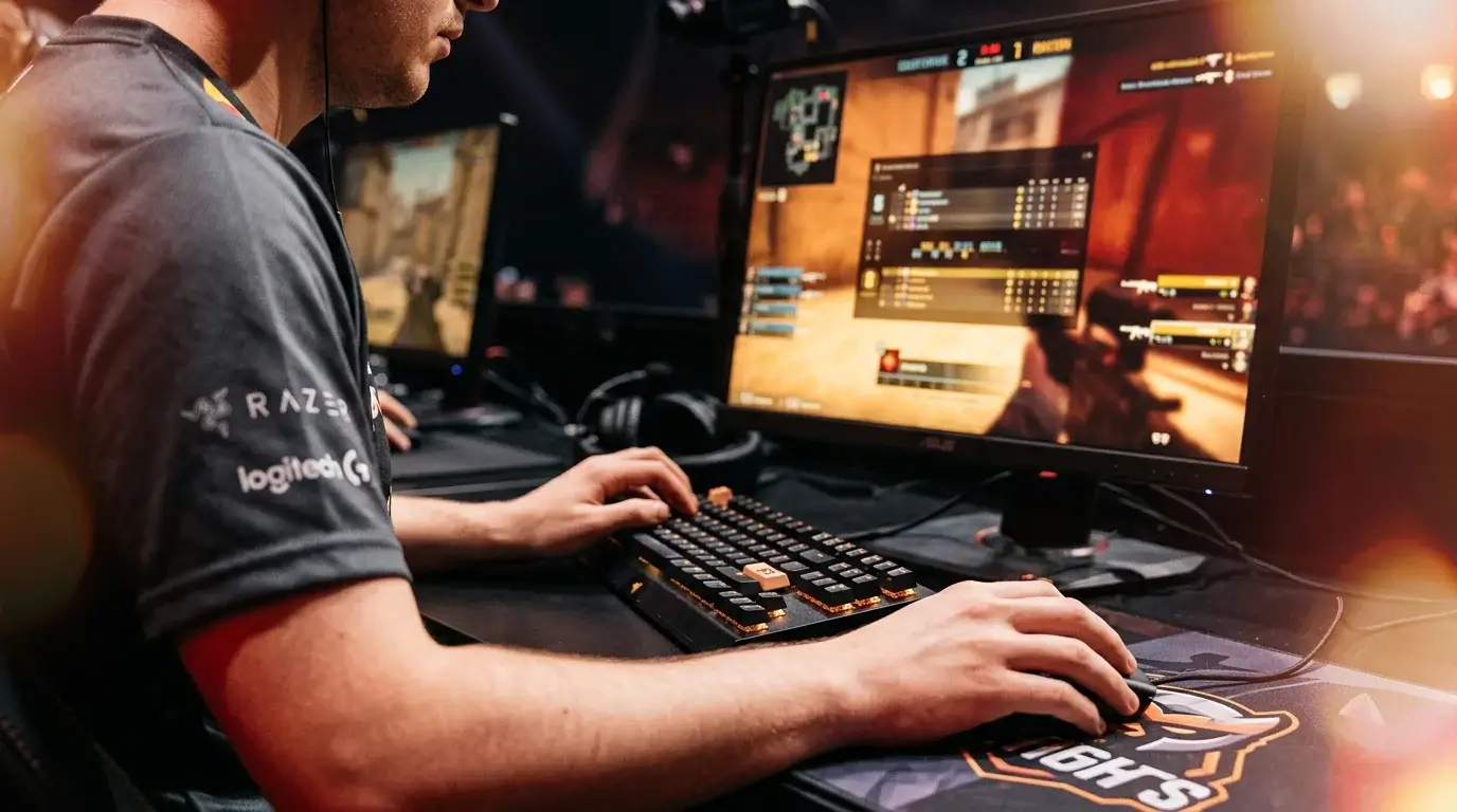 Apuestas CS2 en España - analista revisando mercados de Counter-Strike 2 en pantalla